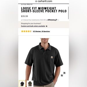 New Carhartt Mens Polo you pick black or gray.  Or both :)